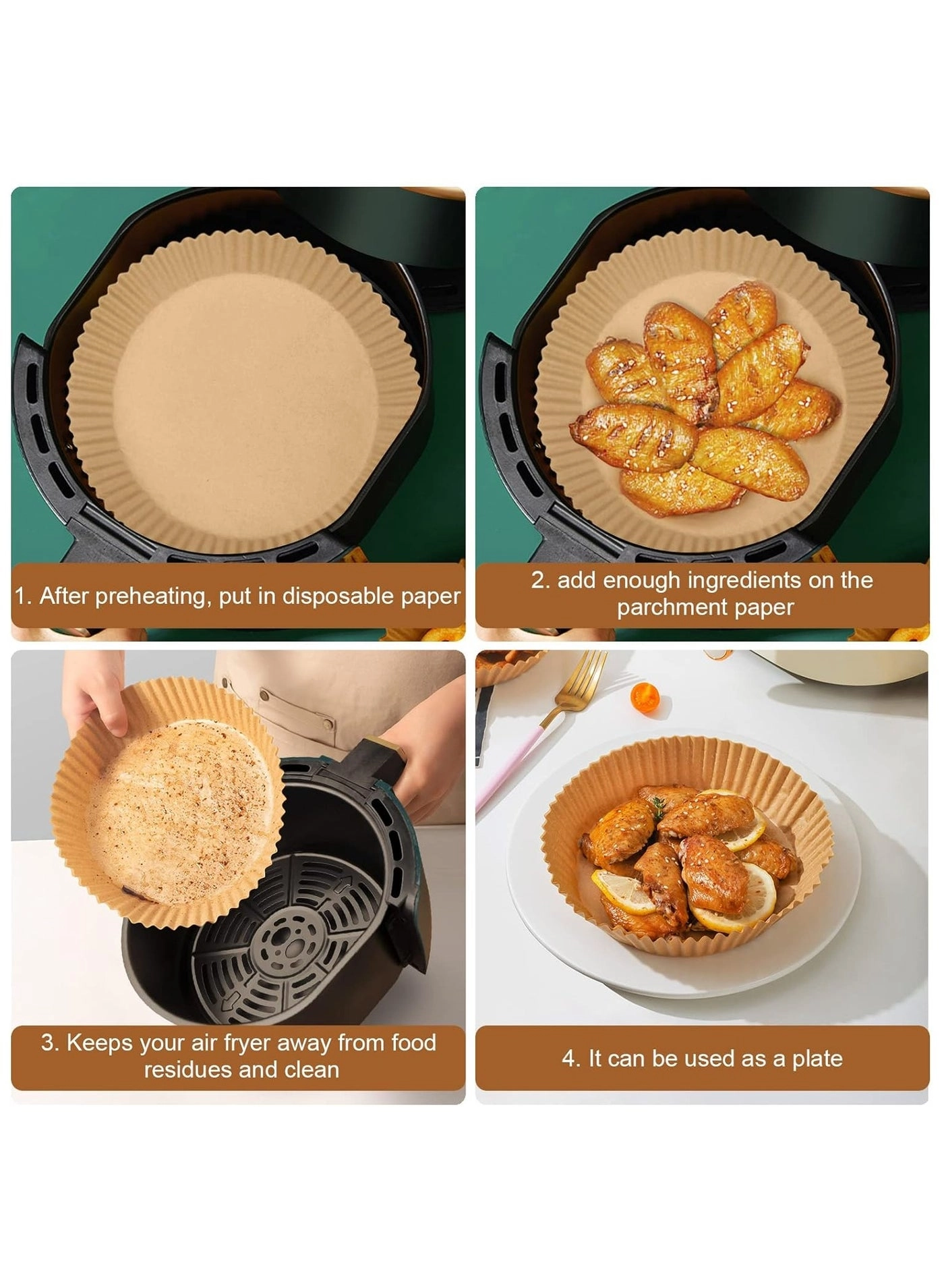 Air Fryer Disposable Paper Liner - food grade parchment 100 piece(s)