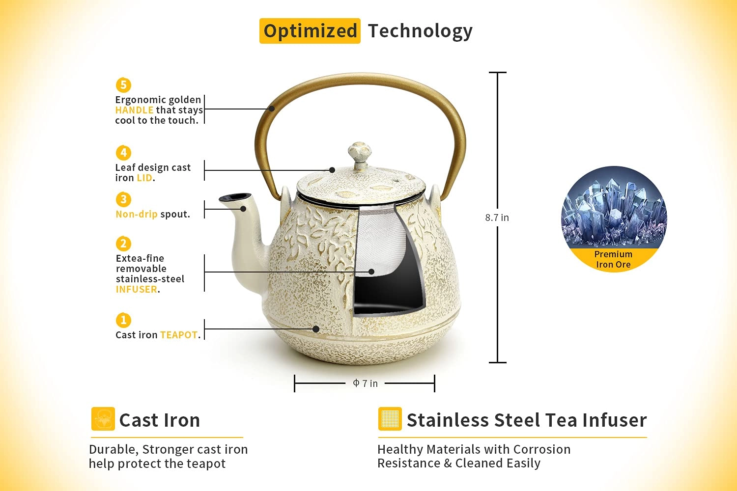 Cast Iron Teapot - 1200 Milliliters