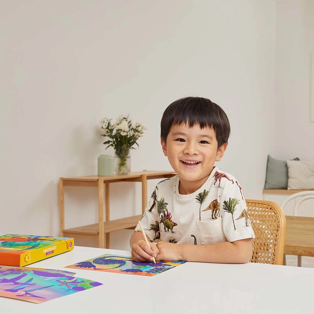 Scratch Art Kit - 5-8 years 8 cards 2 wooden etching tools