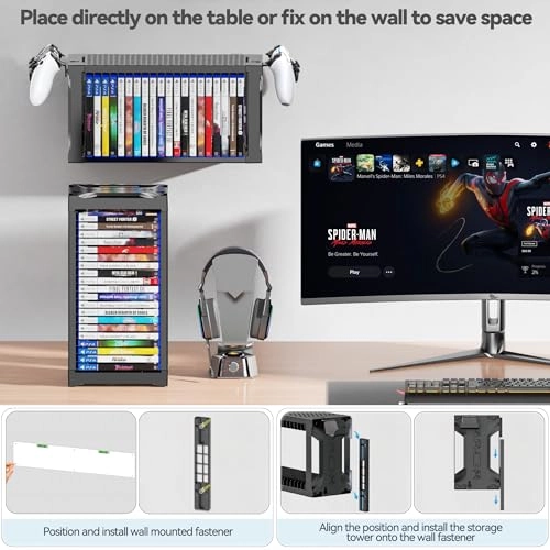 Video Game Disc Rack Tower - PS5 PS4 XBOX One Series Nintendo Switch