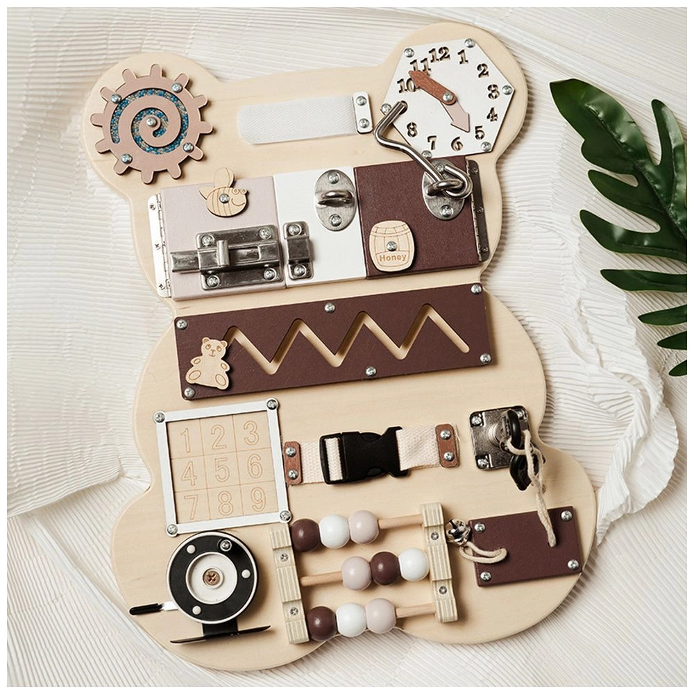 Kids Wooden Activity Busy Board - Suitable for 12 months & above