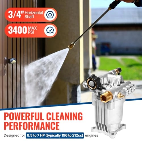 Horizontal Pressure Washer Pump - 3/4" Shaft 3400 PSI 2.6 GPM