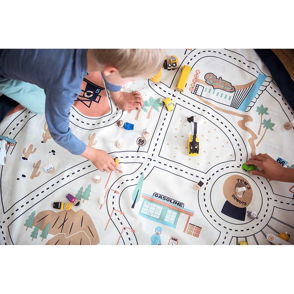 Playmat & Storage Bag - L.A. Road Map Suitable for 3 years and above