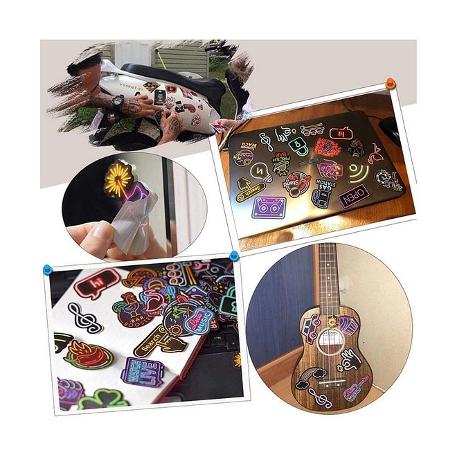 Neon Sticker Book Waterproof 50 pcs