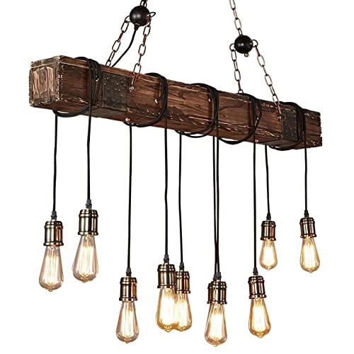9 Lights Farmhouse Chandelier - Φ1200Mm/1700Mm Solid wood LED