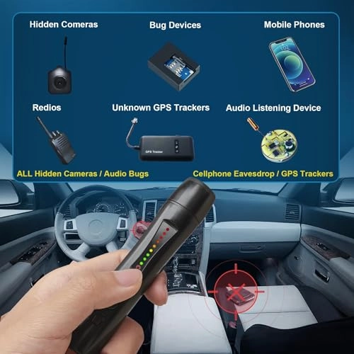 Hidden Camera Detector - RF Signal Scanner 0-15m 9 Levels Sensitivity