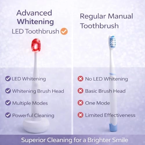 LED Toothbrush - Red Blue LED USB Rechargeable