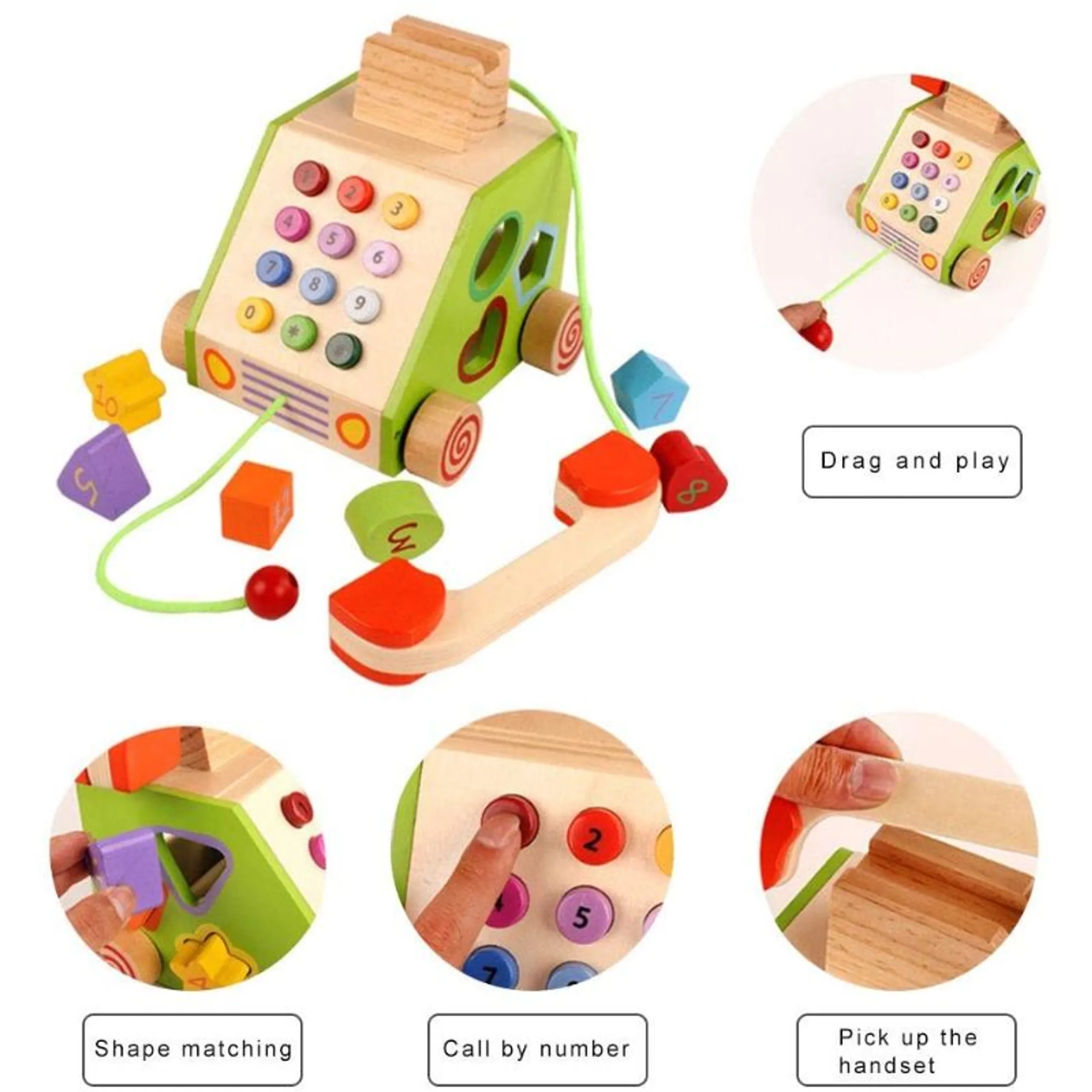 Pull Along Wooden Telephone