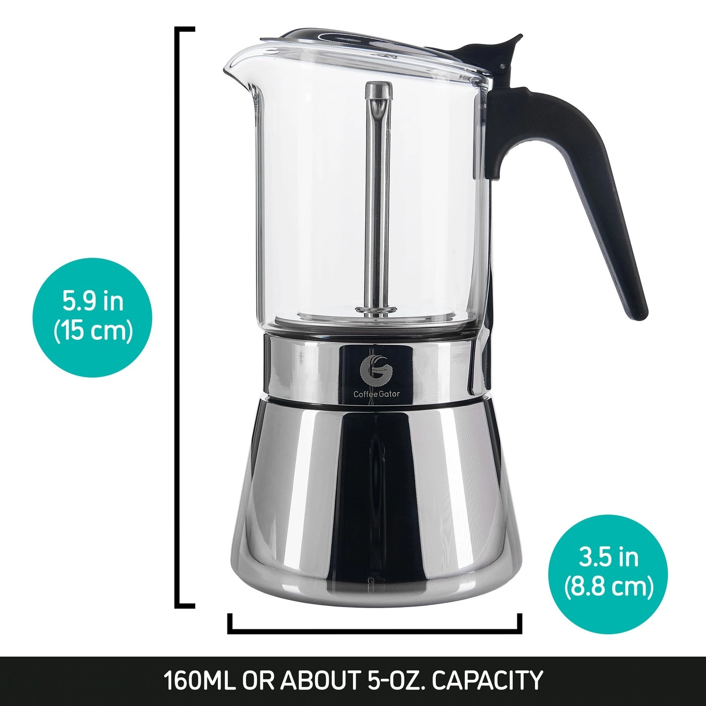 Moka Pot - Stovetop Glass & Stainless Steel