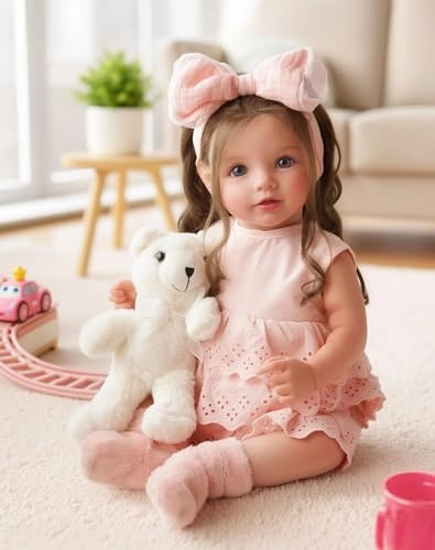 Dara Reborn Baby Doll - 20 Inch Vinyl Brown Hair Ages 3+