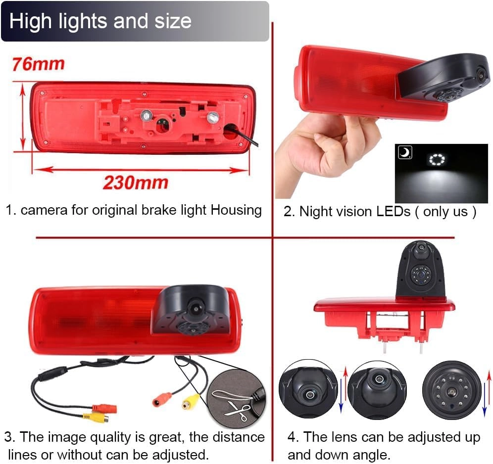 Reversing Camera + LCD Colour Display Monitor - Night vision AHD video signal or CVBS signal 1280 x 720 pixels