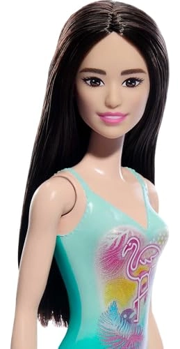 Beach Doll - Plastic Black Hair Blue One-Piece Swimsuit Ages 3+