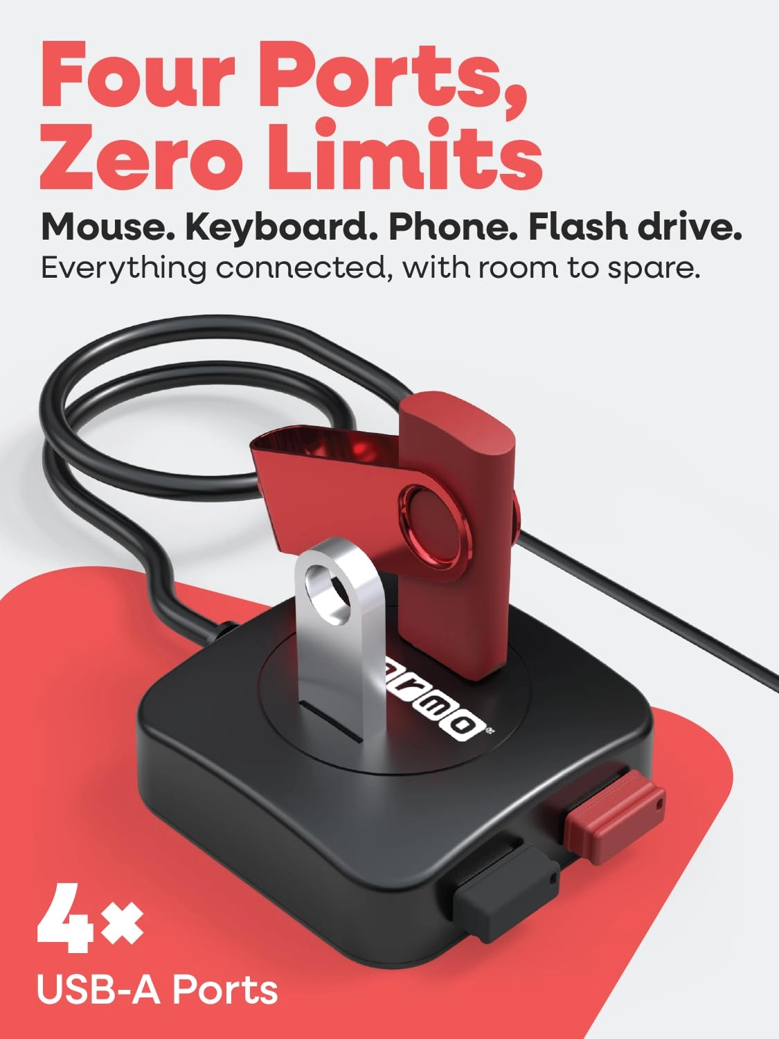 Compact 4 Port USB-A Hub