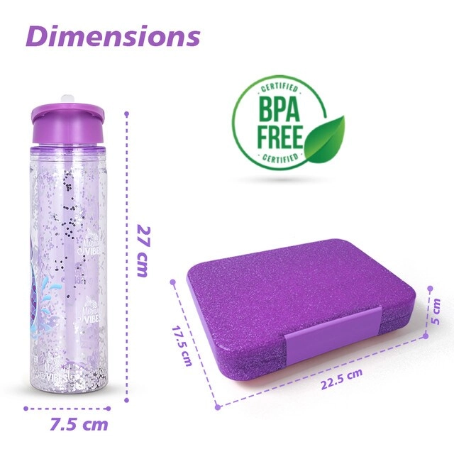 Bento Lunch Box - Convertible 4/6 + Water Bottle - 550ml Double Wall + Spoon - Golden + Fork - Golden + Cutlery Bag