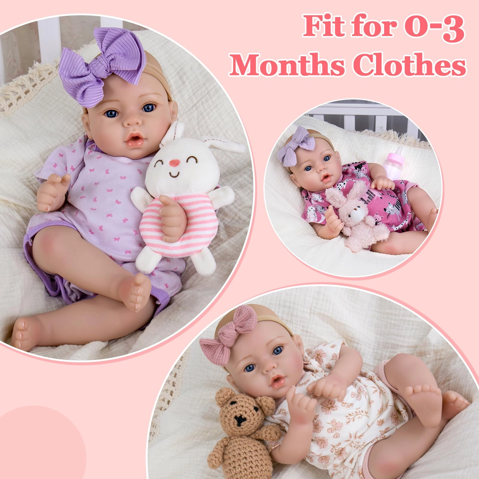 Reborn Baby Doll - 18 inch Newborn Girl Pink Outfit Ages 3+