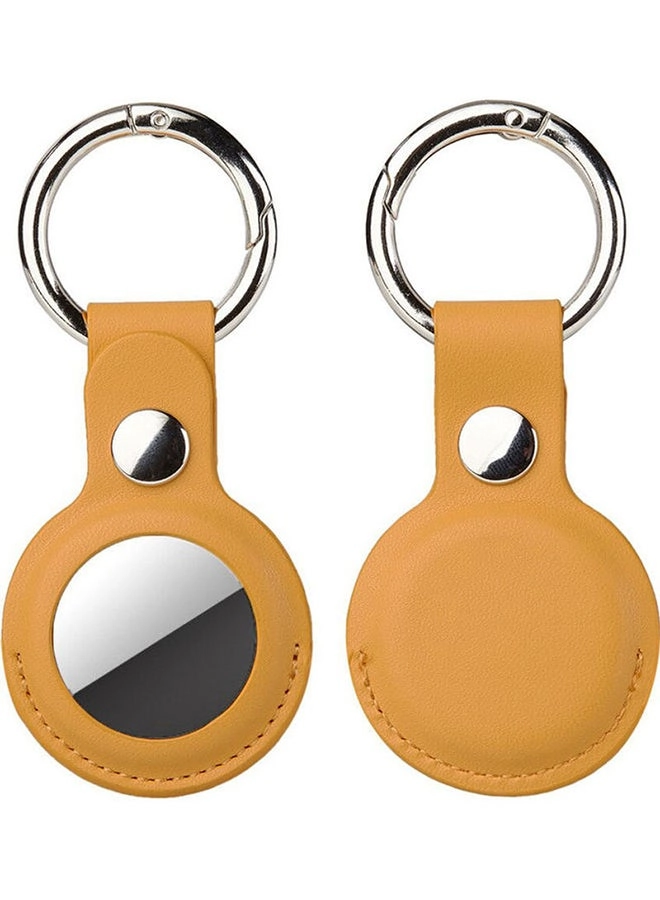 Keychain Holder For AirTag Leather Case Key Ring - Yellow Pack