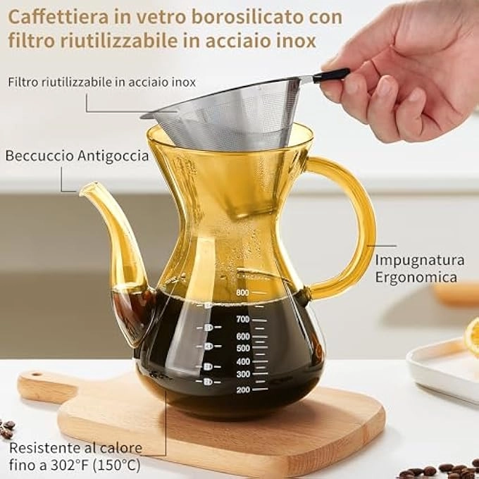 French Press - HighHeat Borosilicate Glass 304 Stainless Steel Filter 600Ml20Oz
