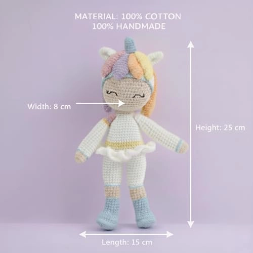 Crochet Unicorn Doll - Handmade 100% Cotton Ages 0+