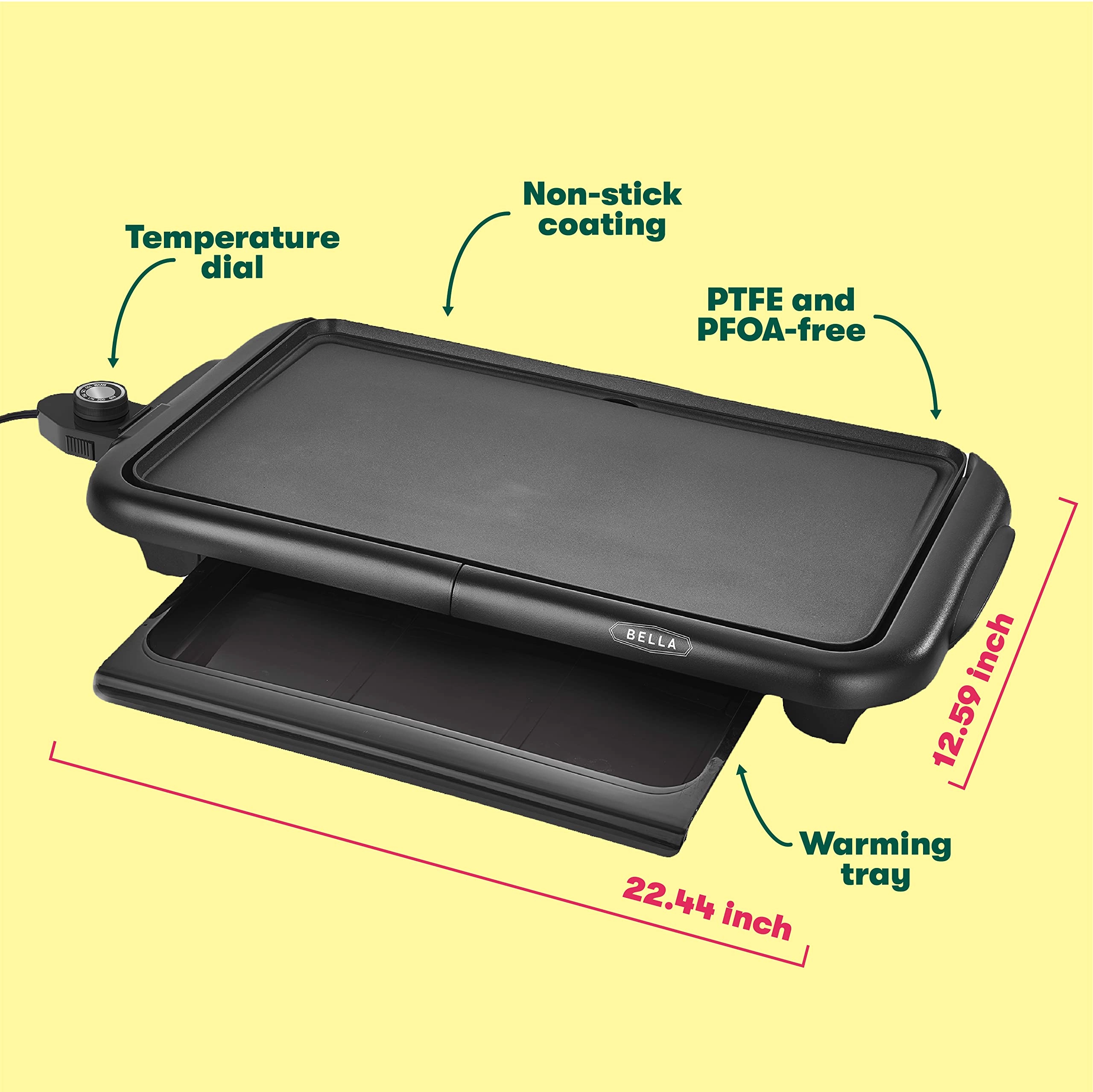 XL Electric Ceramic Titanium Griddle - 1500W 56 cm