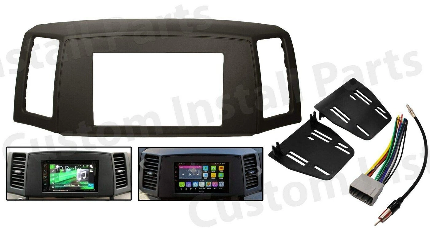 Double Din Navigation Radio Bezel Dash Install Kit - Standard Wiring Harness Antenna Adapter