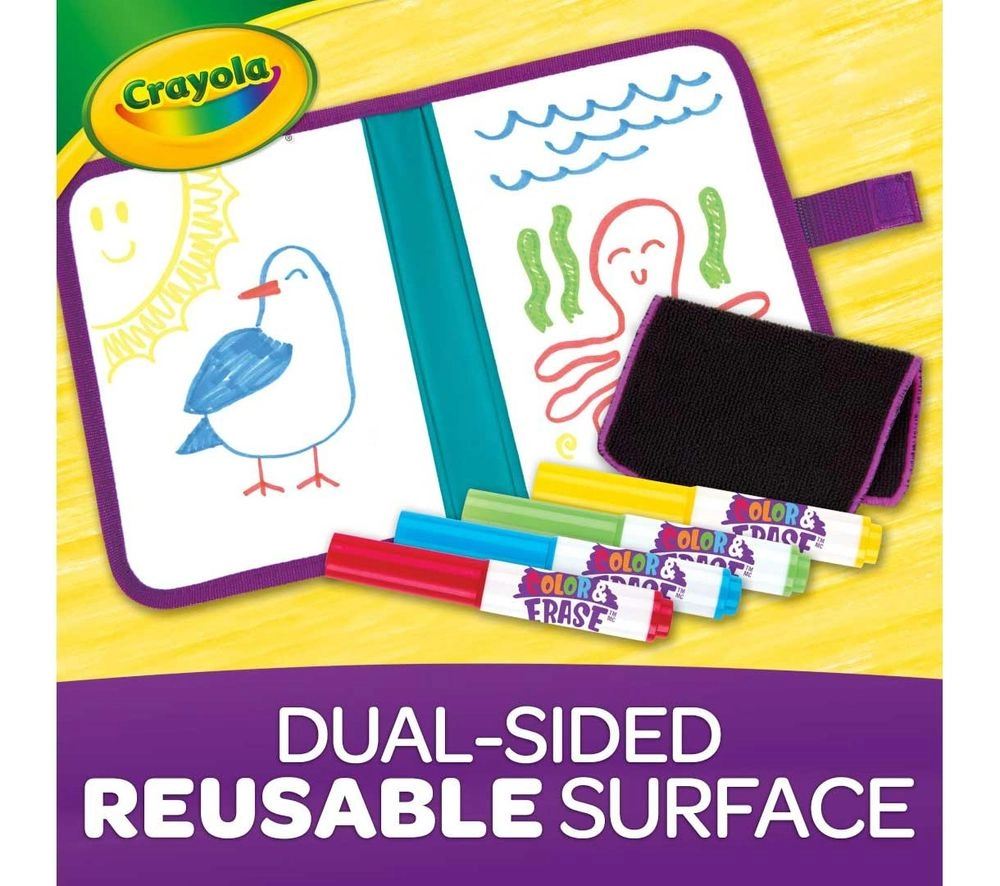 Color & Erase Reusable Travel Board - 4 Colour & Erase Washable Markers