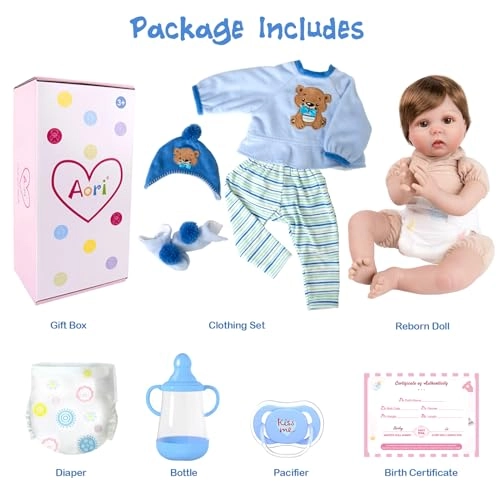 Reborn Baby Doll - 22 Inch Vinyl Boy Teddy Theme Ages 3+