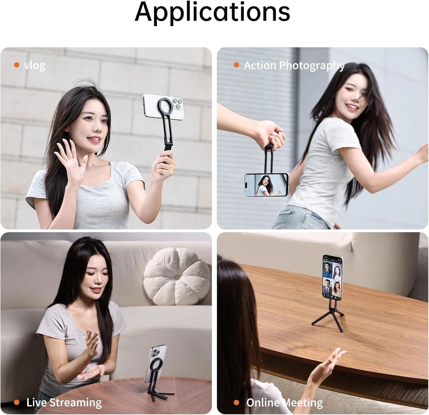 MA30 - Magnetic Phone Tripod Stand For iPhone 16 15 14 13 12 Series