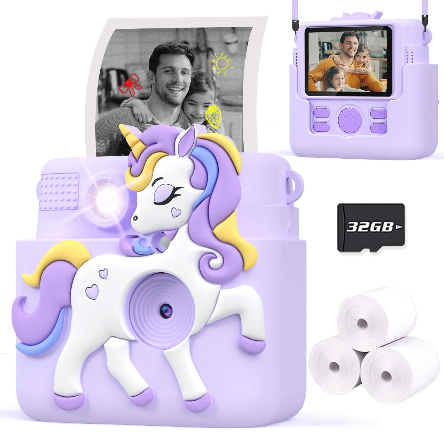 Careenoah instant print camera for kids - 1080P 8MP