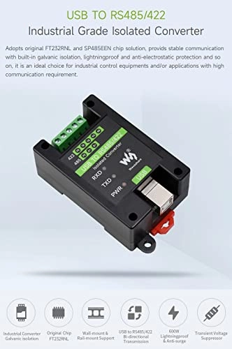 USB to RS485/422 Isolated Converter - FT232RL SP485EEN Wall-Mount Rail-Mount