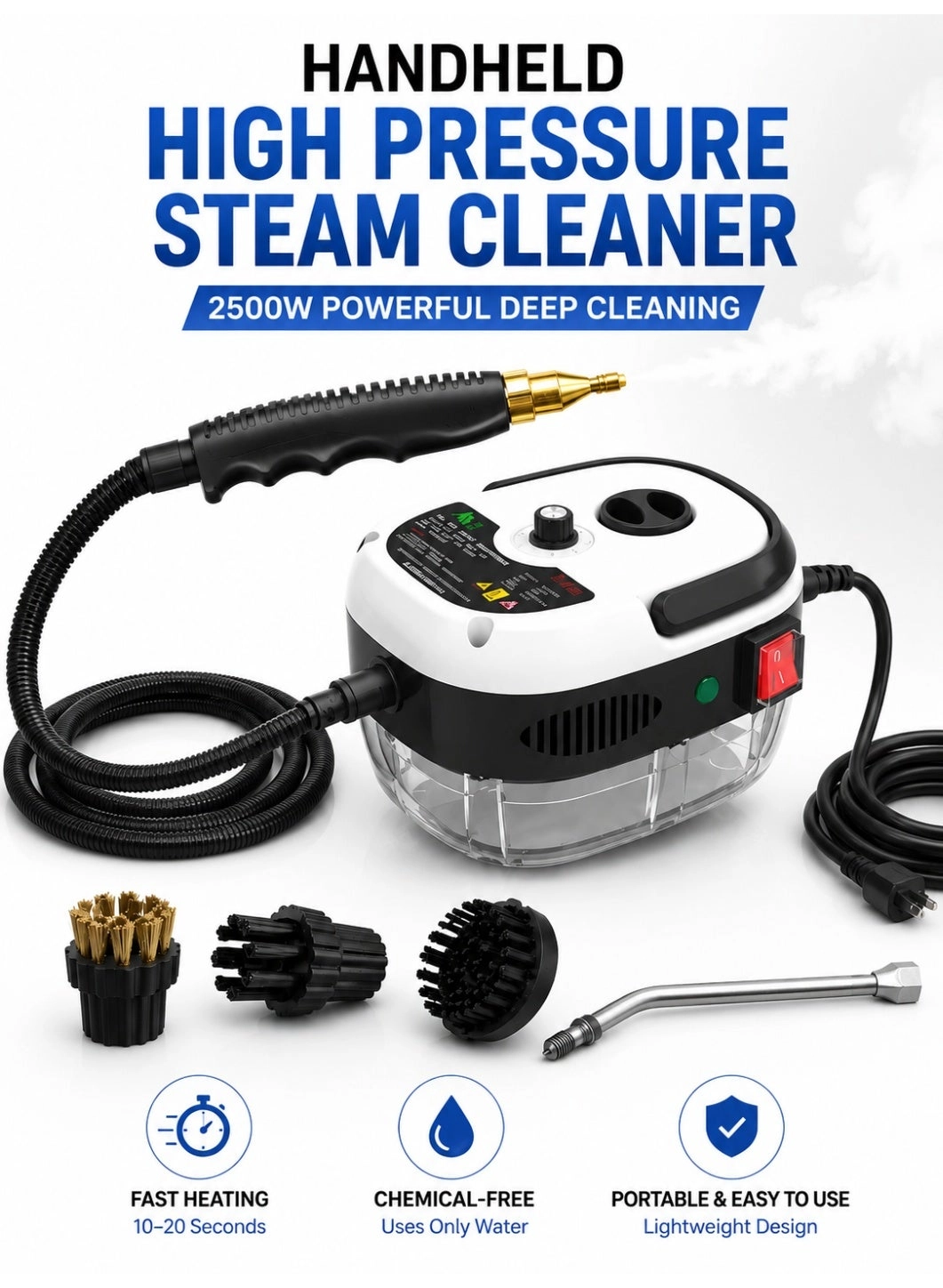 Handheld High Pressure Steam Cleaner - 3 Bar
