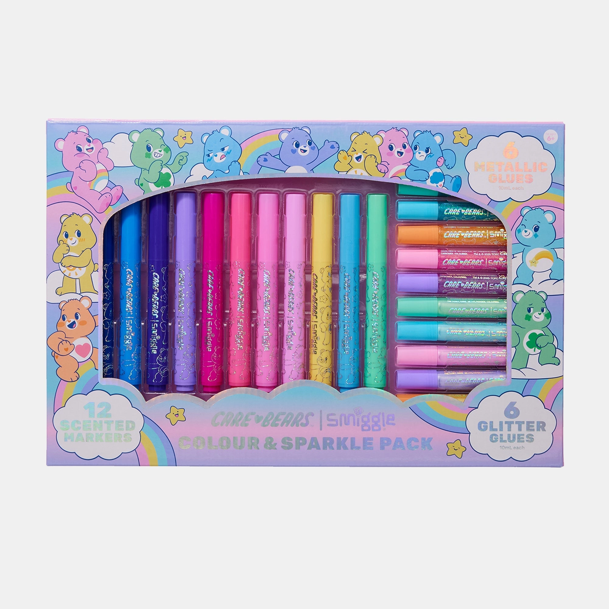 Smiggle Care Bears Colour & Sparkle Marker Pack