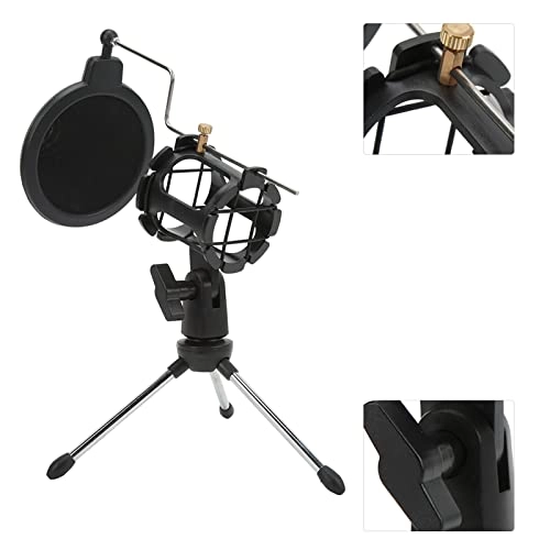 Microphone Pop Filter Holder - Shockproof Foldable Tripod