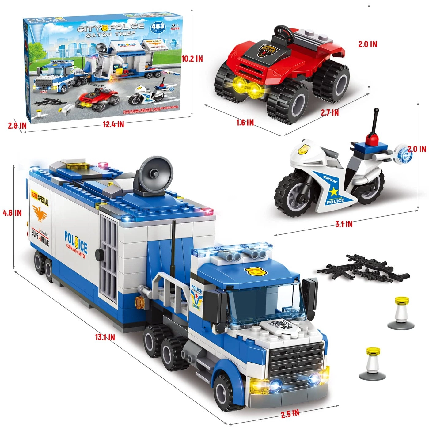 City Police Mobile Command Center Truck - Action Cop 483 pcs