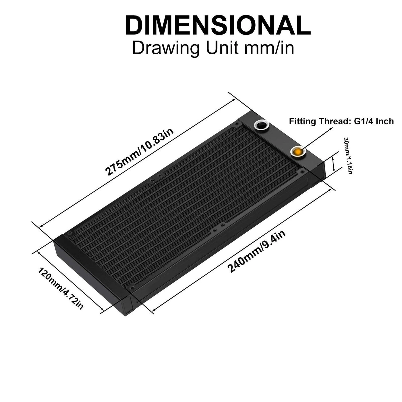 Water Cooling Radiator - 240mm 12 Pipe