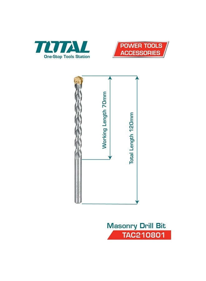 Concrete & Stone Drill Bit - High-strength steel with carbide tip 2 pieces 8mm