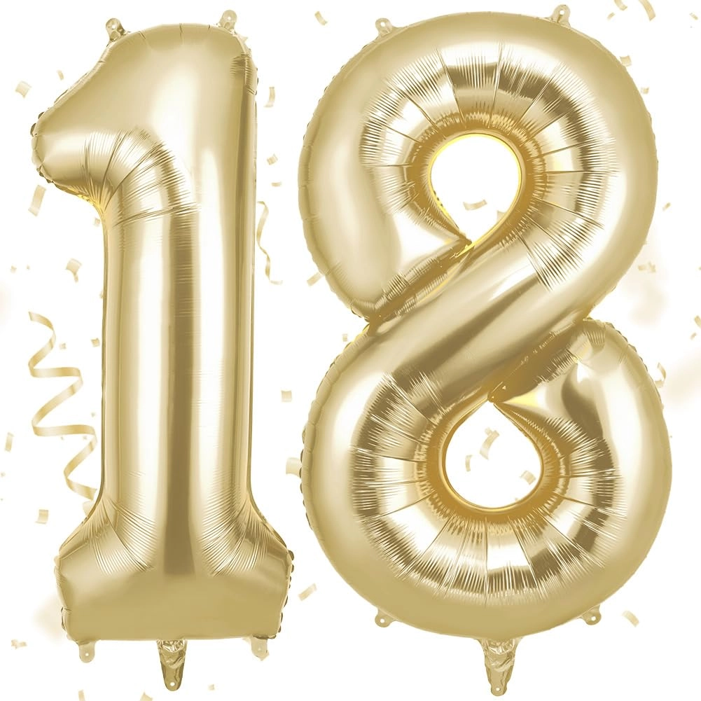 Number 18 Balloons - 2 x helium foil balloons Anniversary, Baby Shower, Birthday, Wedding