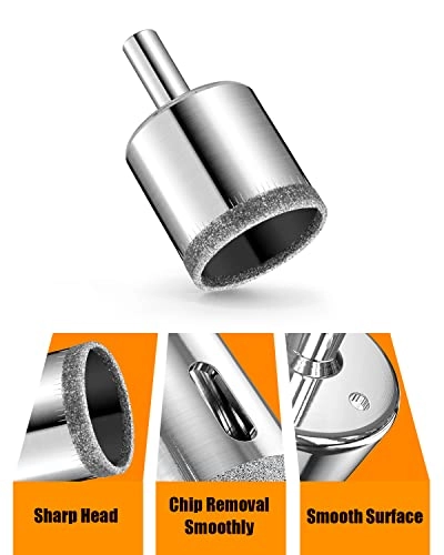 Diamond Drill Bits Set - 1/4"" 5/16"" 3/8"" 1/2"" 9/16"" 5/8"" 11/16"" 4/5"" 7/8"" 1-1/5"" Glass Porcelain Ceramic Marble Granite Stone Bottles