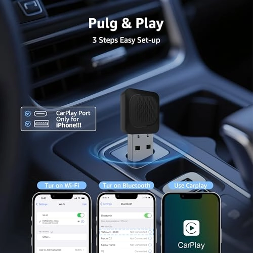 CarPlay Adapter - Wireless Plug & Play for iPhone iOS 10+