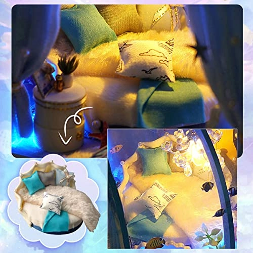 Mini Ocean Tunnel Dollhouse Kit - Wooden LED Light 18 x 16 x 14.5cm