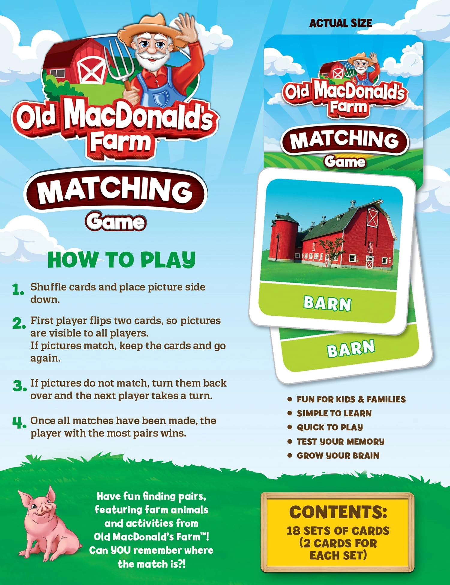 Old MacDonald's Farm Matching Game - 12 years and up