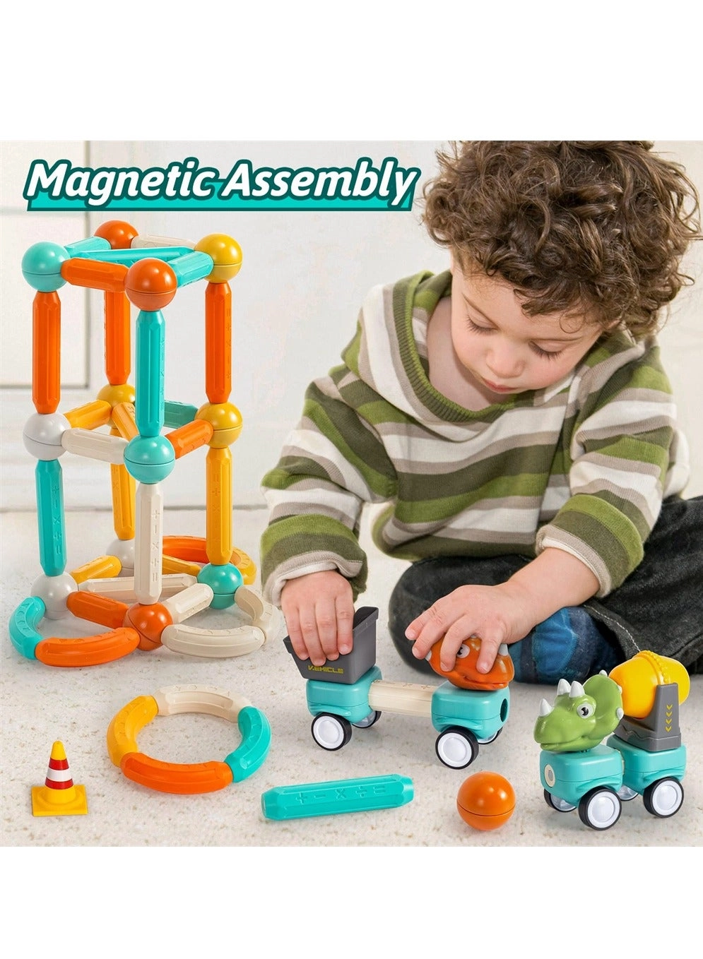 Magnetic Dinosaur Building Blocks - 84 pcs