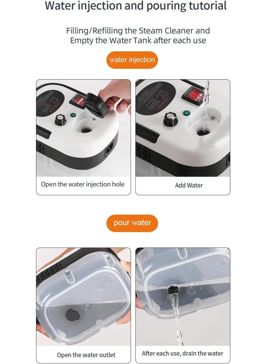 Portable Handheld Steam Cleaner - 2500W Pressurized