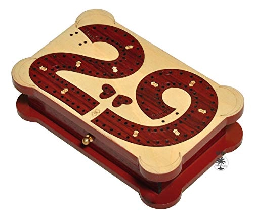 2 Track Cribbage Board - Wooden Inlaid Blood Wood Maple