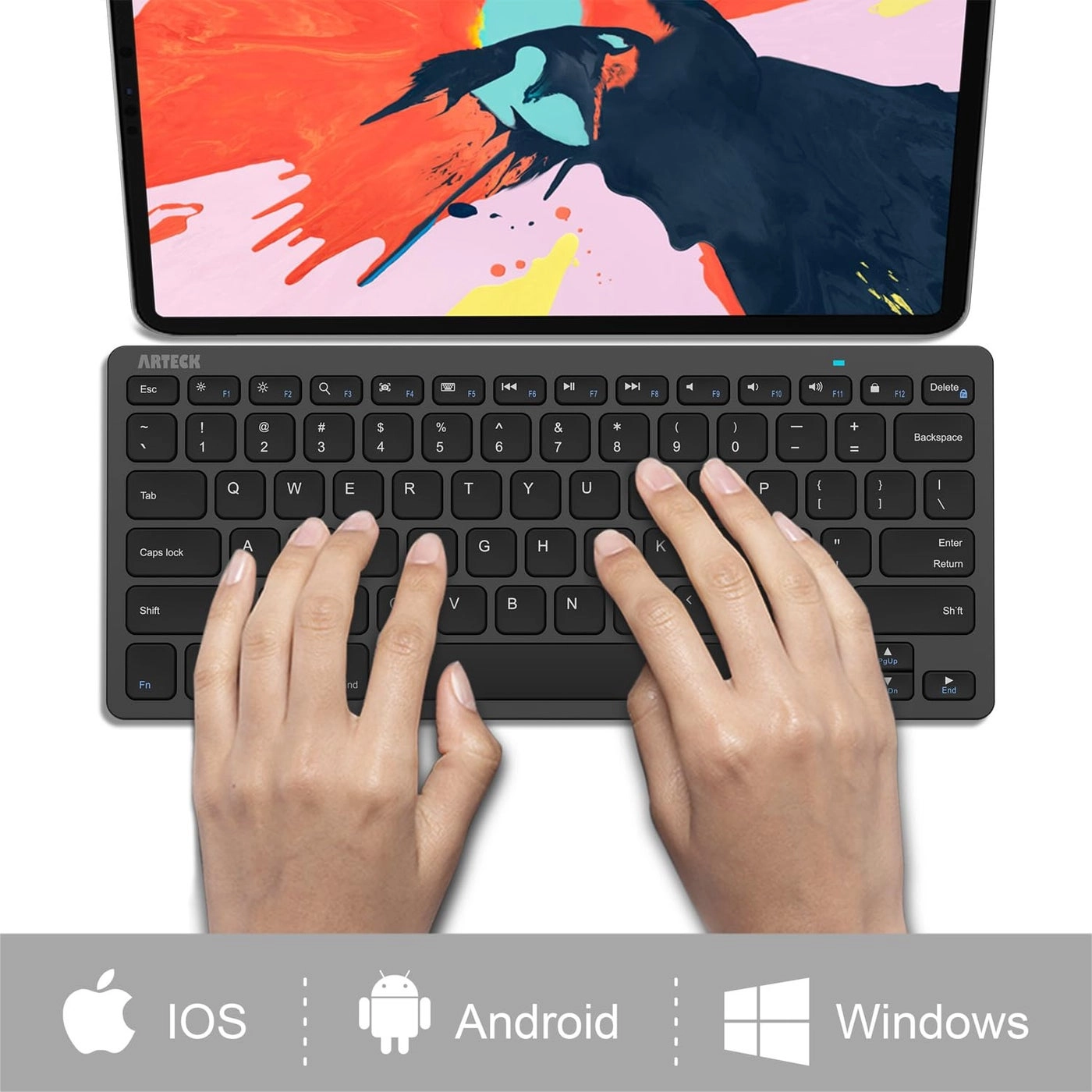 Ultra-Slim Bluetooth Keyboard - for iPad 10.2-inch/iPad Air/iPad 9.7-inch/iPad Pro/iPad mini iPhone Black