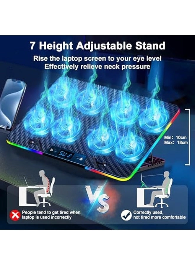 RGB Laptop Cooling Pad - 8-Fan 12 to 17 inches