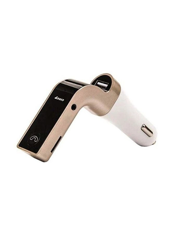 CARG7 Car Bluetooth Device - White/Gold/Black 3.5mm audio cable