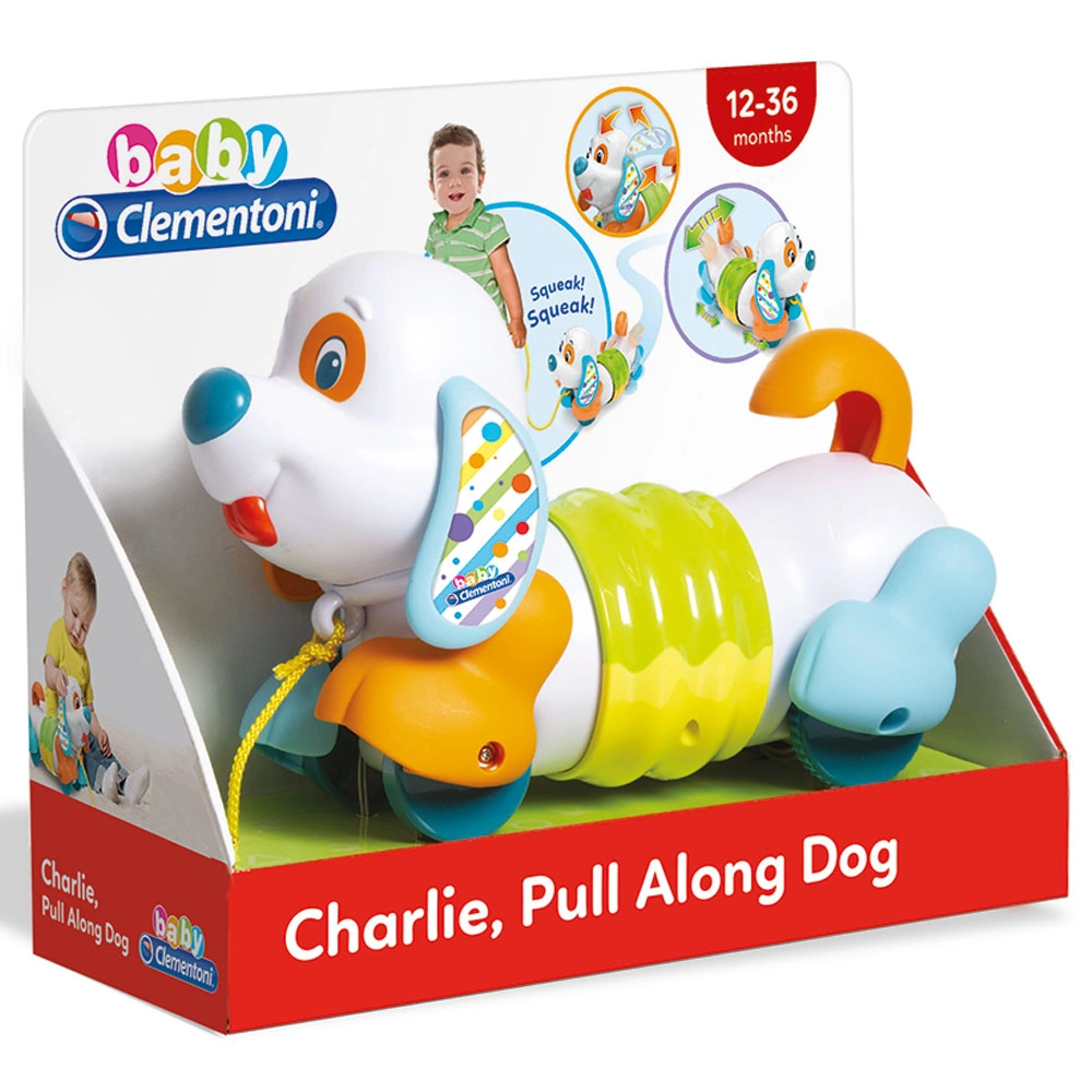 Baby Pull Along Dog - White 1+