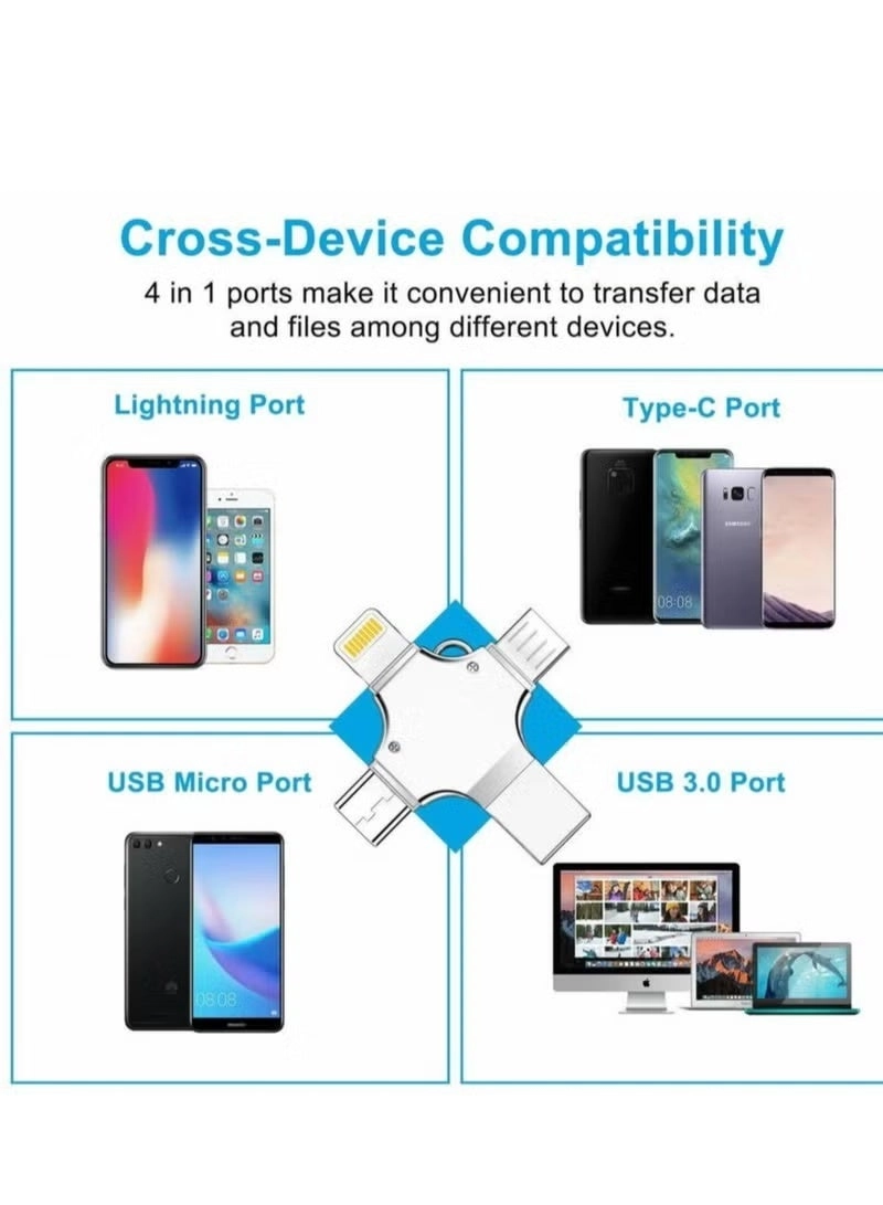 4-in-1 USB Flash Drive - USB3.0 Lightning Type-C Micro USB 32GB