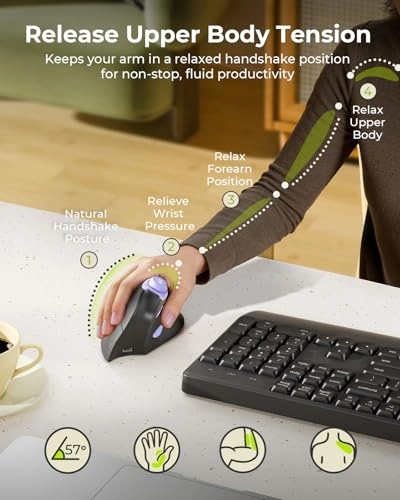 Ergonomic Vertical Mouse - Bluetooth, USB