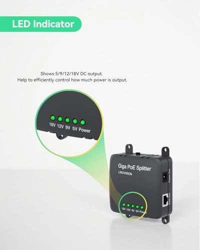 30W Gigabit PoE Splitter - 5/9/12/18V IEEE802.3af/at